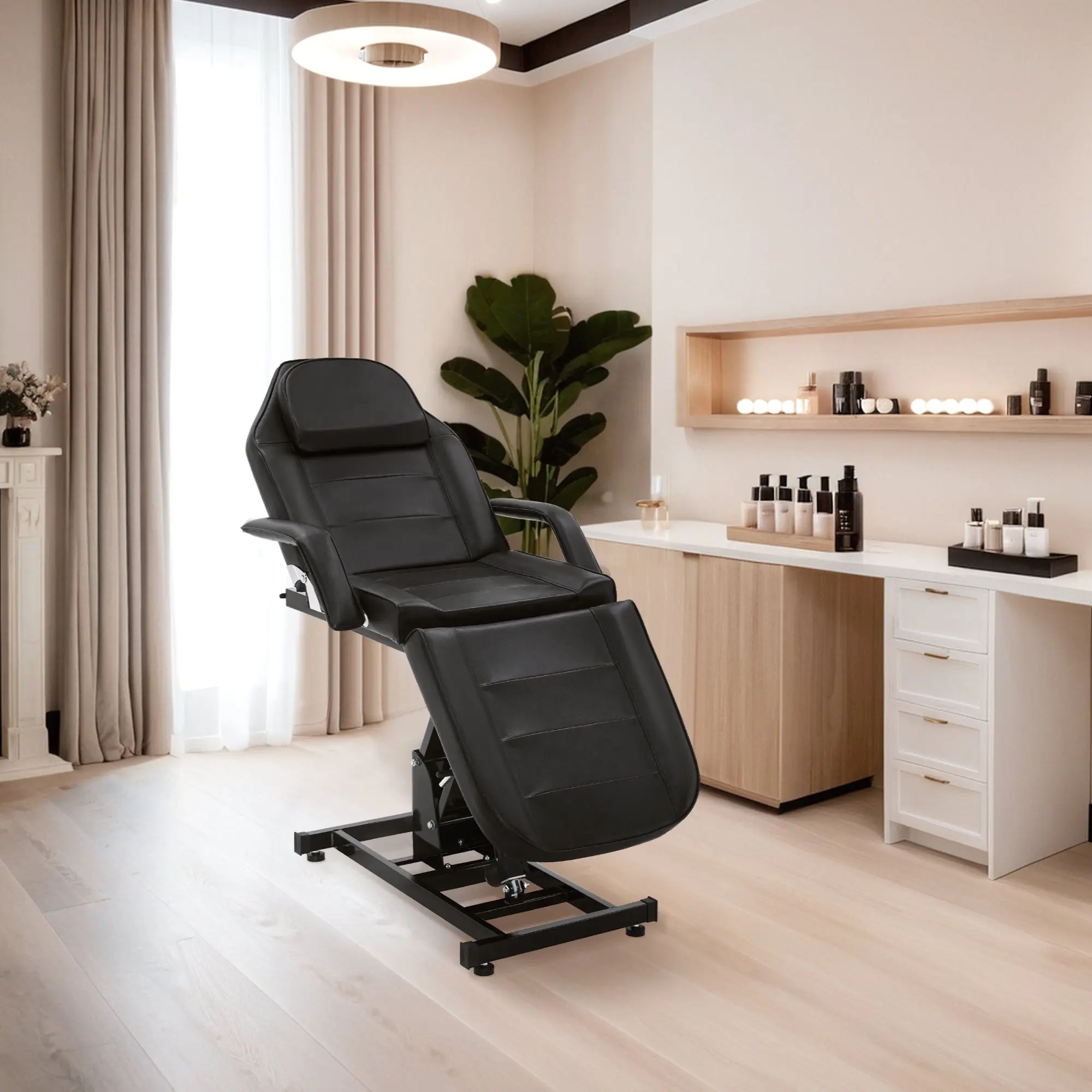 BarberPub Adjustable Electric Massage Bed with Remote Control, Footrest, and Recline Function - Commercial Salon SPA Tattoo Facial Table 0100