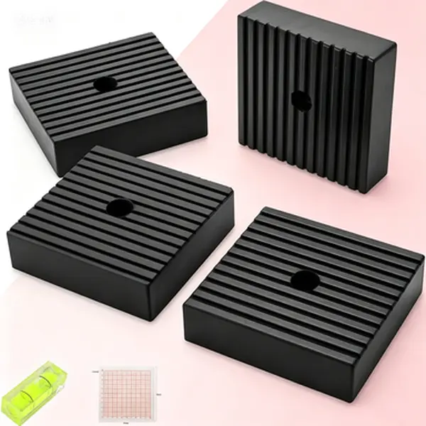 Solid Rubber Anti-Vibration Pads 4"x4"x1" 4 Pack – Noise Dampening and Slip-Resistant for Equipment Stability, Heavy-Duty Isolation Mounts for Machinery, Reusable Vibration Control Pads
