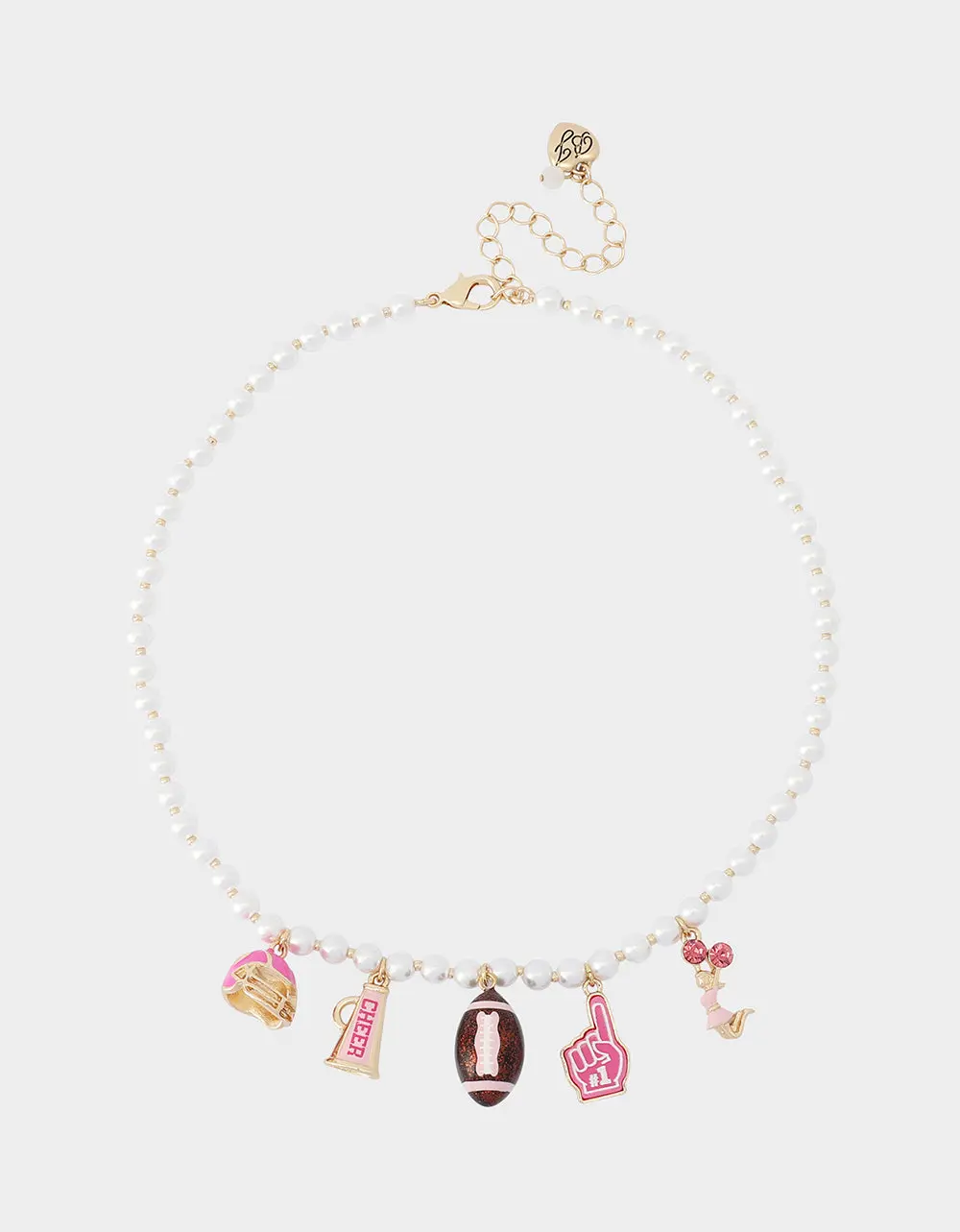 FOOTBALL CHARM FRONTAL NECKLACE PINK
