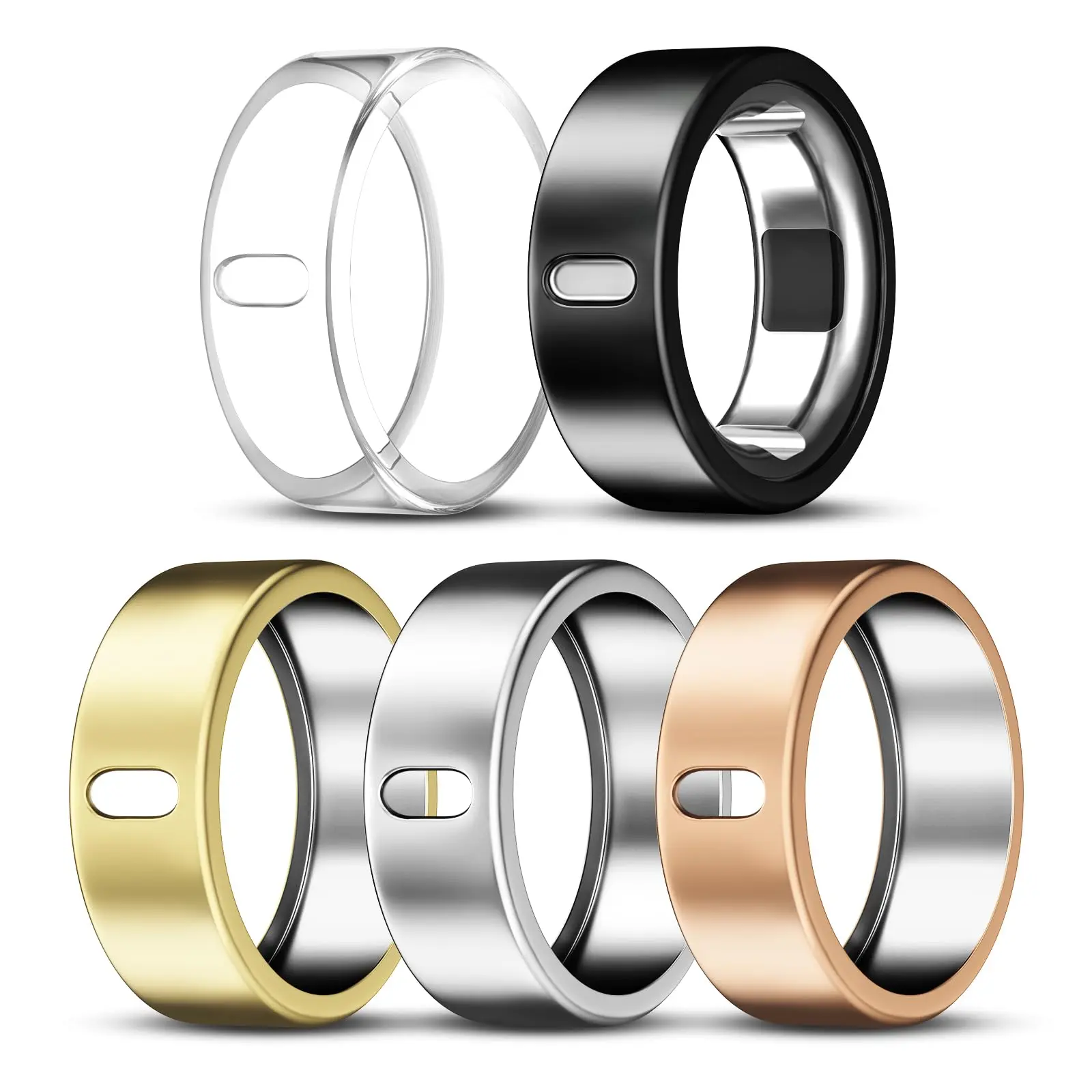 5-Pack Shiny TPU Oura Ring Covers, Protection for Oura Gen 4 & 3 Horizon/Heritage, Ultra-Thin Anti-Scratch Fitness Wearable Accessories with Charging Support During Workouts