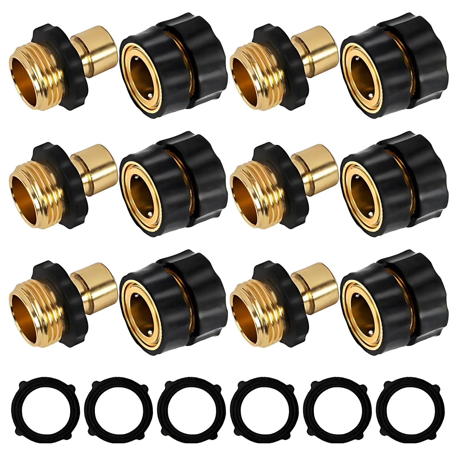 1/3/4/6 Pack 3/4" Heavy-Duty Garden Hose Quick Connect Set – Leak-Free Swap for Watering & Car Wash
