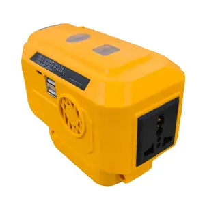 Power Inverter Generator Fit for Dewalt 18V Lithium Battery, DC18V to AC 220-230V Portable Power Station for Phone Charger Adapter, 1 USB Ports & 1 Type-C & 1 AC Outlet, 200LM LED Light