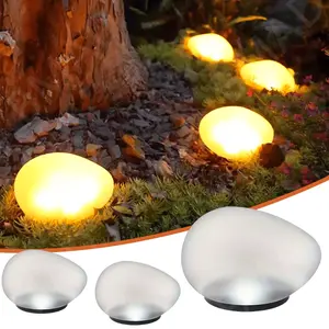 Solar Powered 4 LED Pebbles Lights Decorative Landscape Lighting Lamp for Gardens Lawns Paths Pools And Holiday Decorations