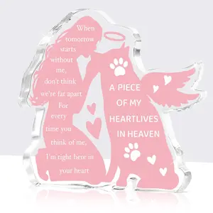 Dog Memorial Gift for Pet Owners, Creative Acrylic Decoration Paws Plaque 4x4.5 Inches, Sympathy Gift for Lost Pets, Pet Remembrance Keepsake
