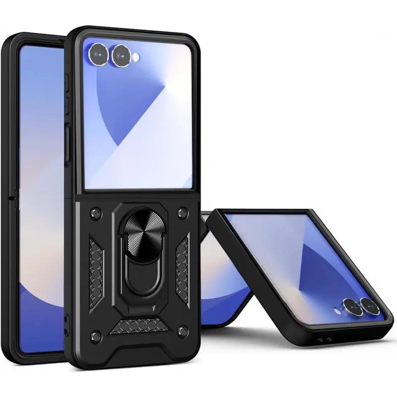 Phone case for Samsung Galaxy Z Flip Z Fold 7 6 5 4 3 Case with Ring Kickstand, Shockproof Flip Phone Case for Galaxy Z Flip 7 5G [Support Magnetic Car Mount]