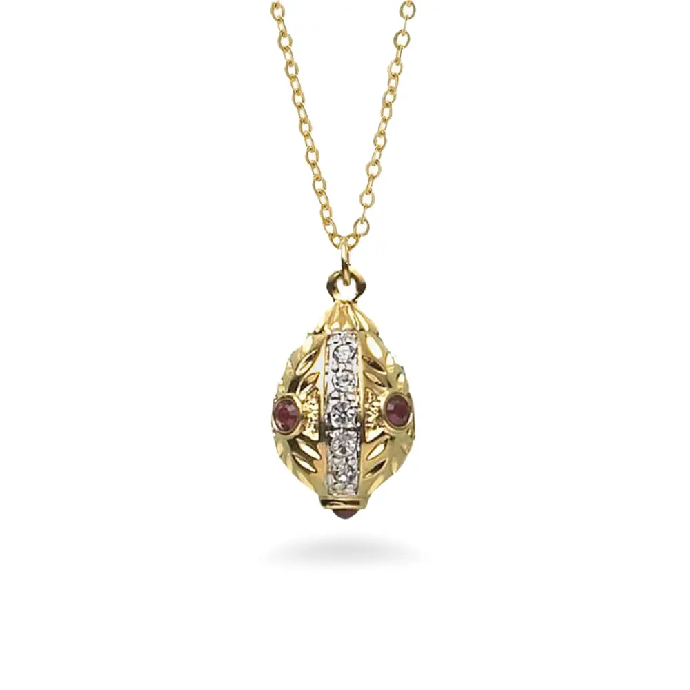 Faberge Egg Inspired 'Ruby and Diamond' Pendant