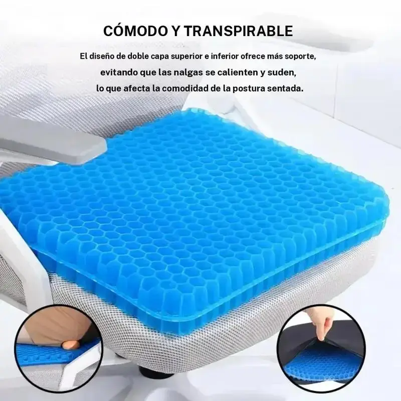Gel cushion, breathable honeycomb design, Double Layer Support, suitable for summer, Pressure Relief, reducing the pressure on the back and tail, very suitable for home offices, wheelchairs and child safety seats