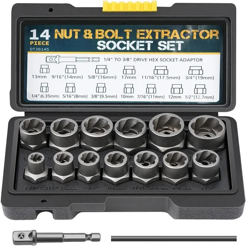 Impact Bolt & Nut Remover Socket Set, 1 Set Universal Impact Bolt and Nut Extractor Parts, Metal Power Tool Accessories