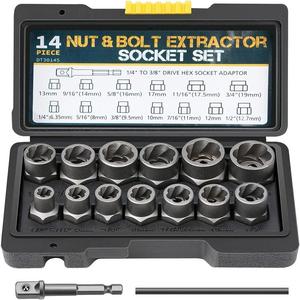 impact bolt & nut remover set, 1 set universal impact bolt and nut extractor parts, power tool accessories, metal, drive impact socket, impact sockets set, hex bit socket, for hex wrenches