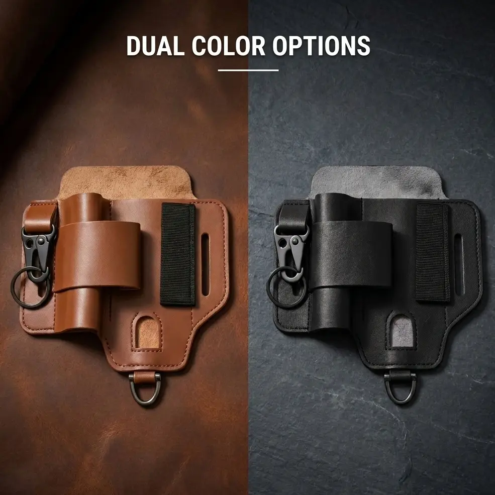 Must-Have Premium EDC Leather Belt Pouch! Heavy-Duty Waist Organizer for Effortless Carrying of Flashlight, Knife & Self-Defense Tools. Compact, Durable & Safe with Quick-Access Slots. Perfect Gift for Every Outdoor & Men