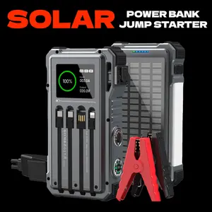 UUKTO 44400 mWh Solar Charger Power Bank 45 Watts Fast Charging Power Bank Bank Built in 4 Cables 7 Outputs  for All Mobile Devices, Winter savior Portable Car Jump Starter, 5000A Car Battery Jump Starter