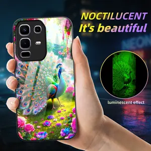 Protective Case for Infinix Series, Glowing Peacock Pattern Night Glow Phone Cover, Natural Light, Dustproof Anti-Drop, Skin-Friendly Touch
