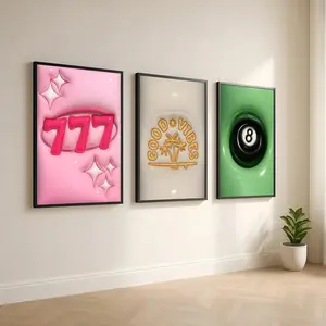 Set of 3 HypeBeast   Room Decor, Y2k Apartment Decor, 8 Ball Print, College Apartment