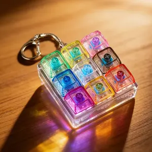 LED Light Up Keyboard Keychain with Clickable Buttons - Stress Relief Fidget Toy, Portable Desk Accessory, Office Decor Gift, Clicker Fidget, Sensory Stress Reliever