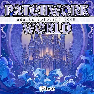 1pc Patchwork World Coloring Book, Fantasy Castle & Whimsical Patterns, Stress Relief for Adults, Creative Adult Coloring Activity