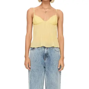 Women Babydoll Tank Tops Y2k Spaghetti Strap Cami Peplum Top Flowy Sleeveless Shirts Camisole