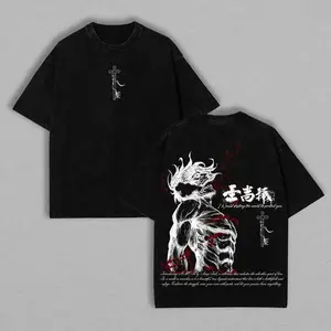 Eren Yeager Attack on Titan AOT Vintage Washed Oversized T-Shirt Anime Graphic Tee Streetwear Retro Casual Top Soft Cotton Gift for AOT Fans