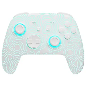 FUNLAB [Luminous Pattern] Switch Pro Controller Wireless Compatible with Switch/OLED/Lite, Firefly Bluetooth Remote Gamepad with 7 LED Colors/Paddle/Turbo/Motion Control - White