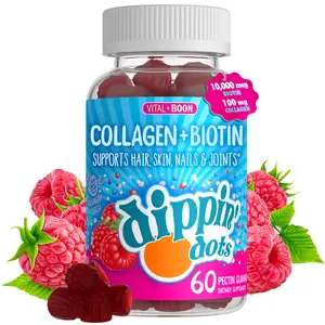 Vital+Boon Dippin Dots - Collagen + Biotin (60 Count) Gummies Rasberry Squish Flavor - 2 Pack