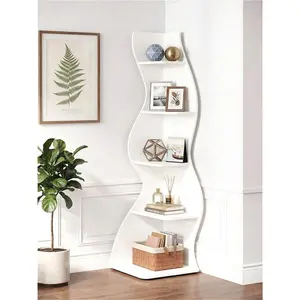 70-Inch Five-Layer Corner Bookshelf, Book Corner, Corner Display Cabinet, Room Decoration Shelf, Bedroom Decoration Shelf, Suitable For Living Room, Study And Bedroom, Easy To Install, Indoor Plant Stand, Modern And Simple Style