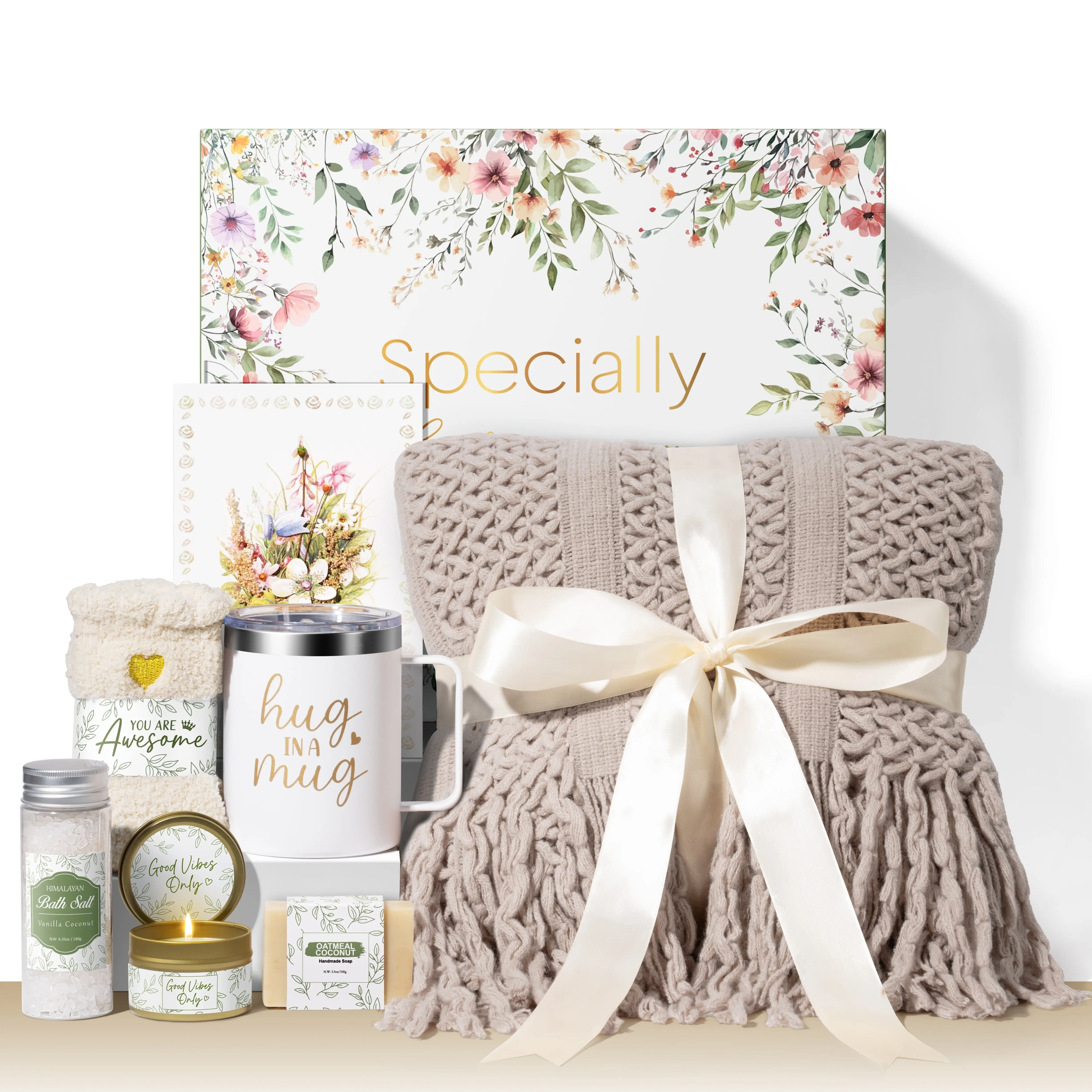 MAYICIVO Christmas Gifts Spa Gift basket for Women, Self Care Gifts for Women Get Well Soon Gifts Birthday Gift with Luxury Blanket, Gift Ideas for Mo