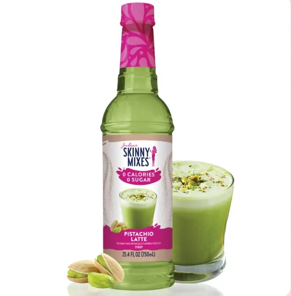 Jordan's Skinny Syrups Pistachio Latte Sugar Free Zero Calorie 25.4 fl oz Beverage Syrup - 0 Calories 0 Sugar 0 Carbs Gluten-Free Keto-Friendly Made in USA