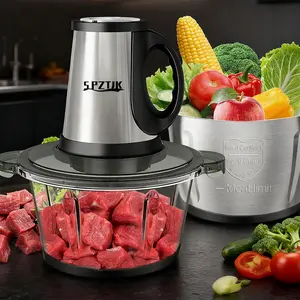 SPZTJK Meat Grinder,Food Processors With 2 Bowls and 4 Bi-Level Blades, Mini Electric Food Chopper 300W, For Baby Food, Meat, Onion, Vegetables