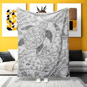 "A Serene Mandala Sea Turtle Flannel Blanket – Ultra-soft for Home, Camping & Office! Ideal for nature & art lovers seeking calming, detailed decor with a black-and-white ocean-turtle twist and cozy, versatile functionality."