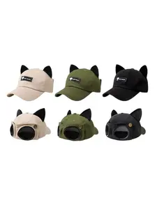Cute Cat Ear Baseball Cap with Sunglasses, Dual Mode Trendy Hat for Women, Stylish Summer Accessory, Unique Design