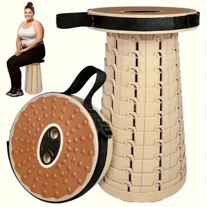 Folding Stool/Chair with Adjustable Height, Featuring 8 Different Levels of Height Adjustment, Able to Hold Up to 100 Kg (220 Lbs), Lightweight And Easy to Carry, Ergonomic Design, Perfect for Outdoor Activities Like Camping, Hiking, Fishing