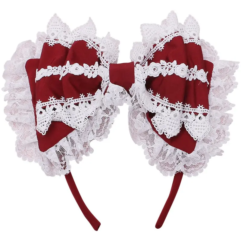 Lace bow headband, soft girl headdress, multi-layer three-dimensional bow & heavy lace, elegant and sweet princess