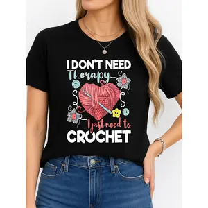 Crochet Lover T Shirt Black Casual Wear Personalized Unisex Women's Top All Season Comfortable Breathable Short Sleeve Tee Suitable For Any Outfit Made In Usa
