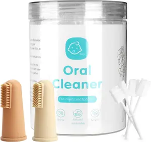 Baby Oral Cleaner Kit - 5 PCS Silicone Tongue Cleaner & 30PCS Toothbrushes for Infants 0-36 Months - Soft Medical Gauze, 3D Wave Design, 360° Cleaning, Safe & Comfortable