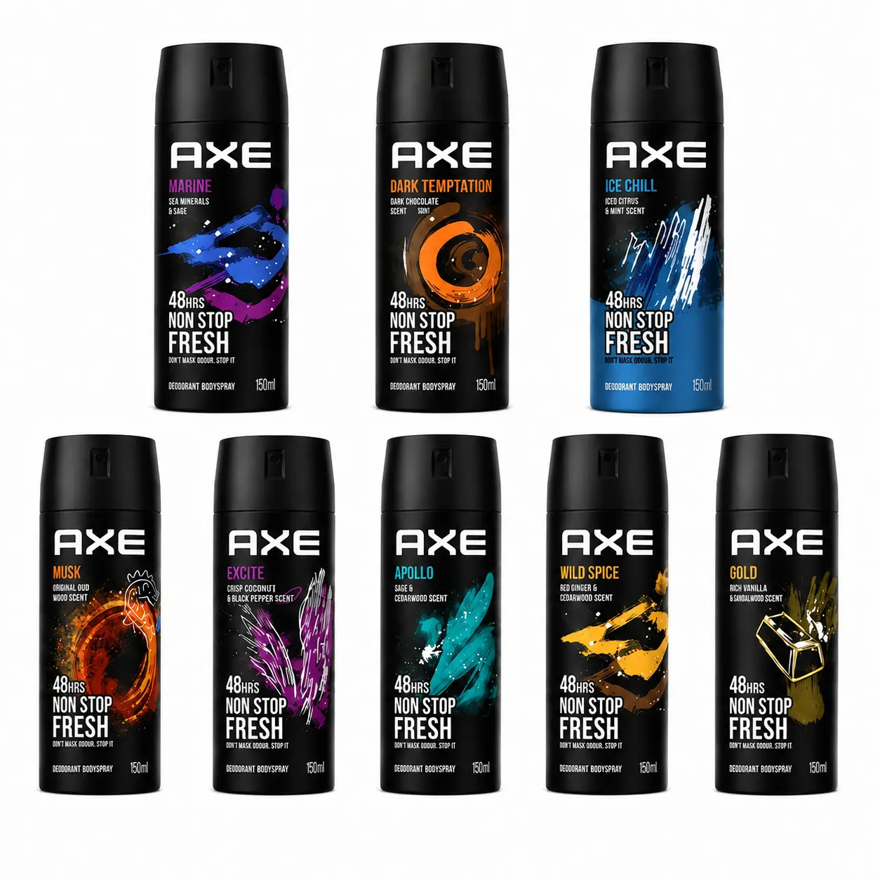 Axe Body Spray 150ml 6-Piece Assorted Scent Pack