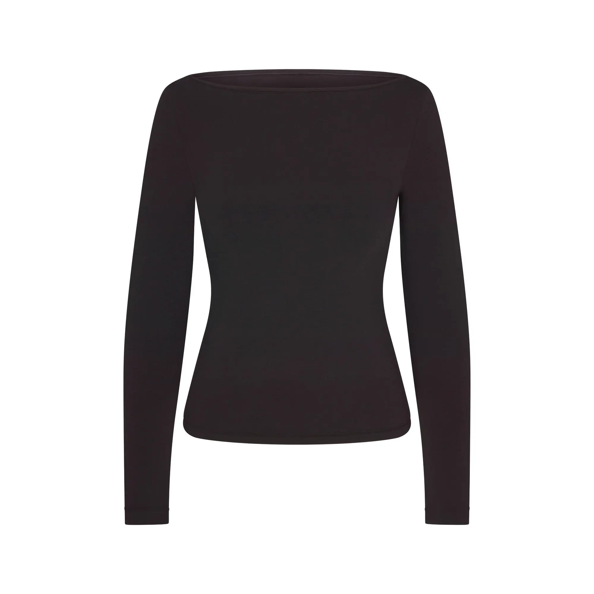 SKIMS COTTON JERSEY LONG SLEEVE BOATNECK TOP