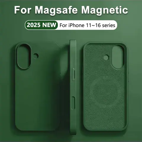 New MagSafe Liquid Silicone iPhone Casing - Shockproof Smartphone Cellphone Handheld Protection Accessory, Soft Grip, Softtouch Hold, Wireless Charging Compatible for iPhone 1-17 Series (Air, Pro Max, Plus)