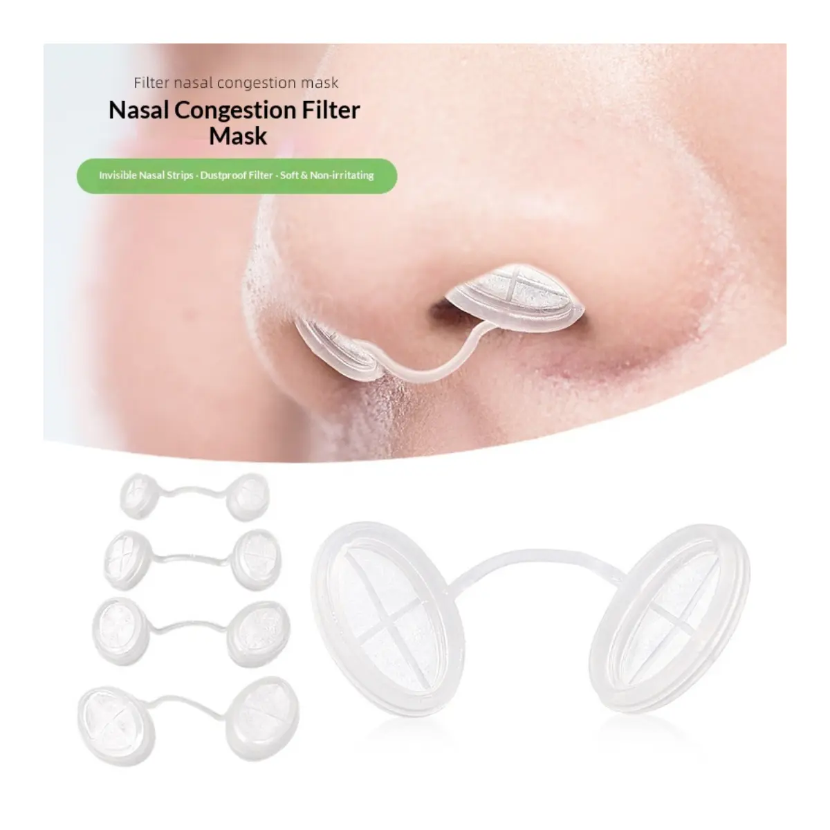 Invisible Nasal Screens with 3M Filtration - Latex-Free 5-Size Unisex Surgical-Grade Plastic Nose Filters for Travel, Allergies, All-Day Protection (Face Covering Accessory for O2 Support, Dust & Smoke Shield)