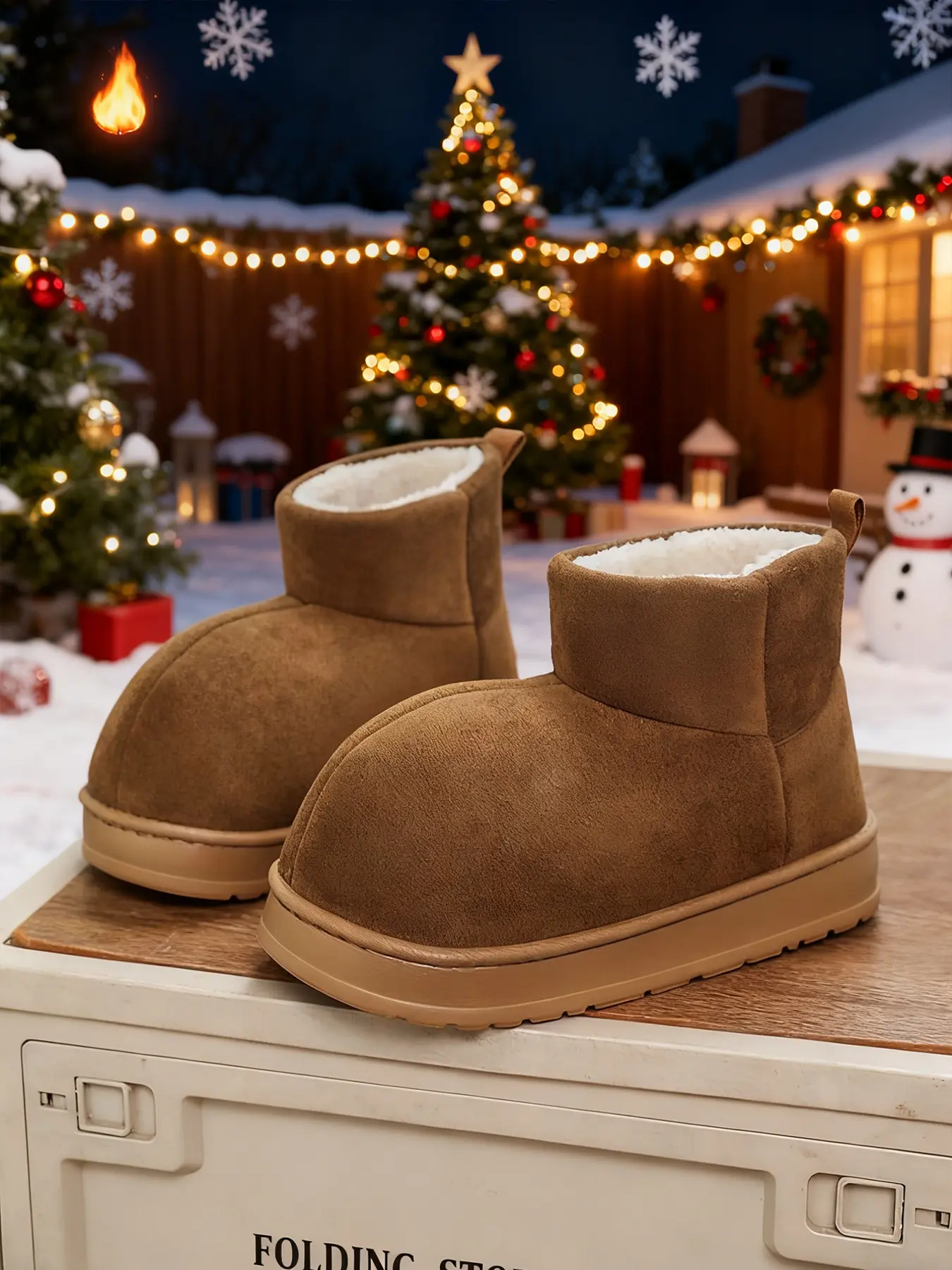 Men's Wide Toe High-Top Snow Boots - Fleece Lined Warm Cotton Shoes, Lightweight Comfort, Indoor & Outdoor Wear, Fuzzy Boots