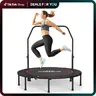48-In Stainless Steel Recreational Trampoline, Unisex Indoor Fitness Jump Training Rebounder, Home Workout Gear with 5-Level Height-Adjustable Handrail (31"/34"/37"/41"/44"), Oxford Safety Pad, Waterproof Mat, 440 Lbs Capacity, 12-Month Supplier Support,o
