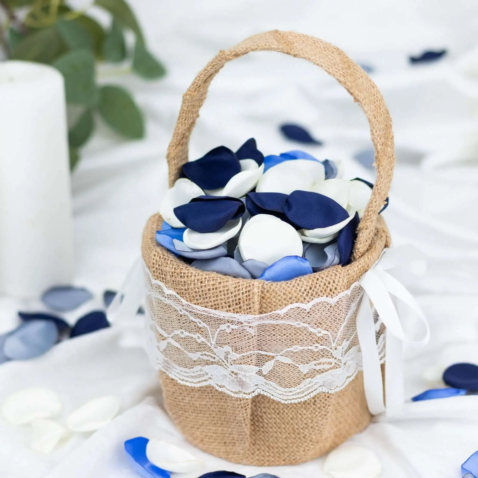 Dusty Blue Mix Matte Silk Rose Petal Confetti, 400-Pack 2" Round Shape Floral Decor - Life-Like Home Table Decor for Anniversary Arrangements