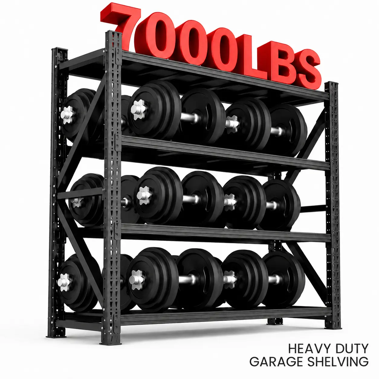 7000 LBS Heavy Duty Metal Storage Rack - 4-Tier Adjustable Industrial Steel Garage Shelving with Metal Frame, 79" W x 24" D x 75" H Single Unit for Garage, Warehouse