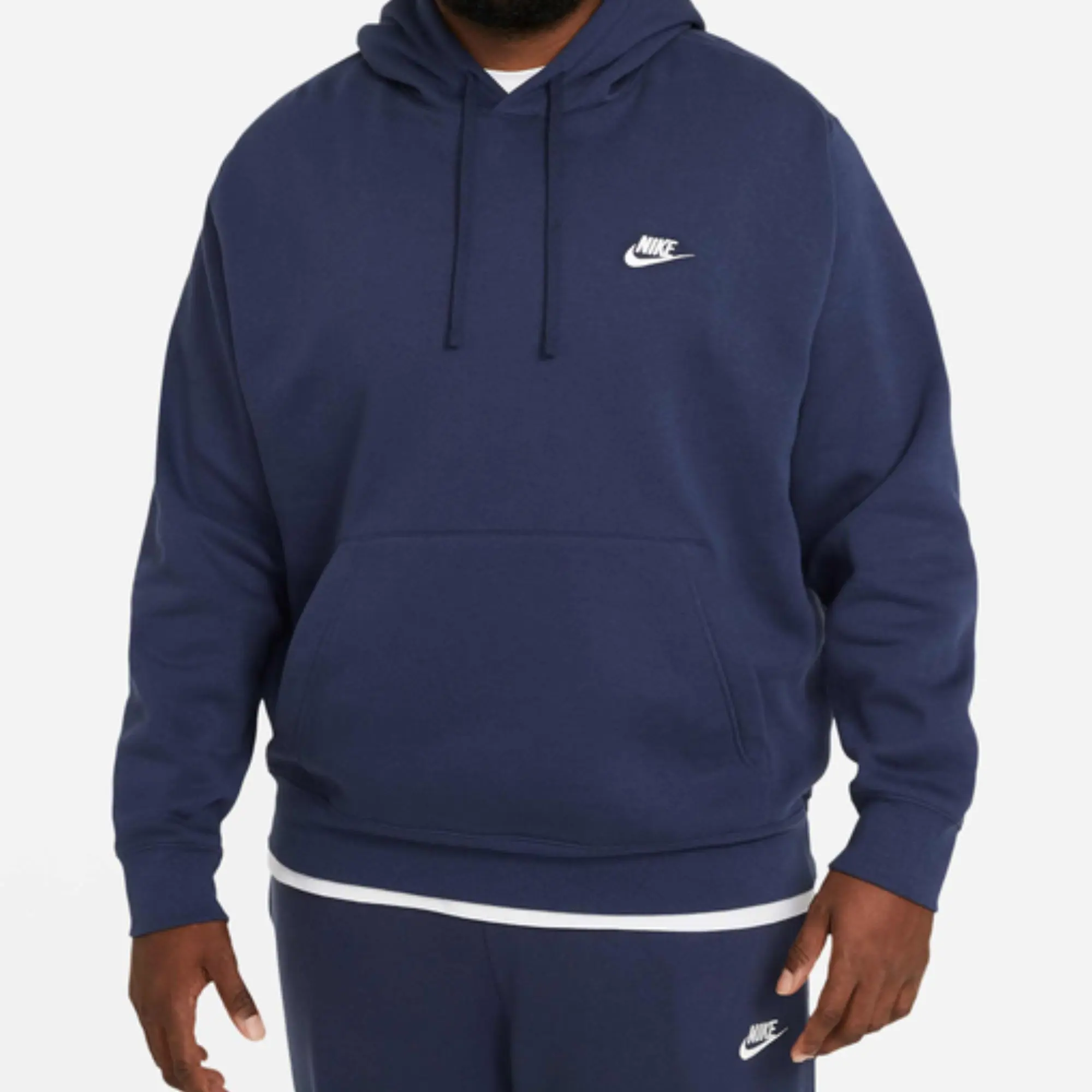 Nike Sportswear Club Fleece Pullover Hoodie Midnight Navy Men's Casual Fleece Hooded Sweatshirt Soft Cotton Pullover Kangaroo Pocket Ribbed Cuffs Everyday Comfort Athletic Streetwear