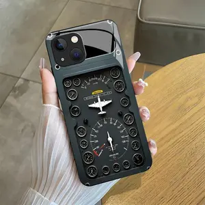 Aviation Theme Glass Smartphone Casing, Unique Aircraft Design Cellphone Accessory for iPhone 13 Handheld Device