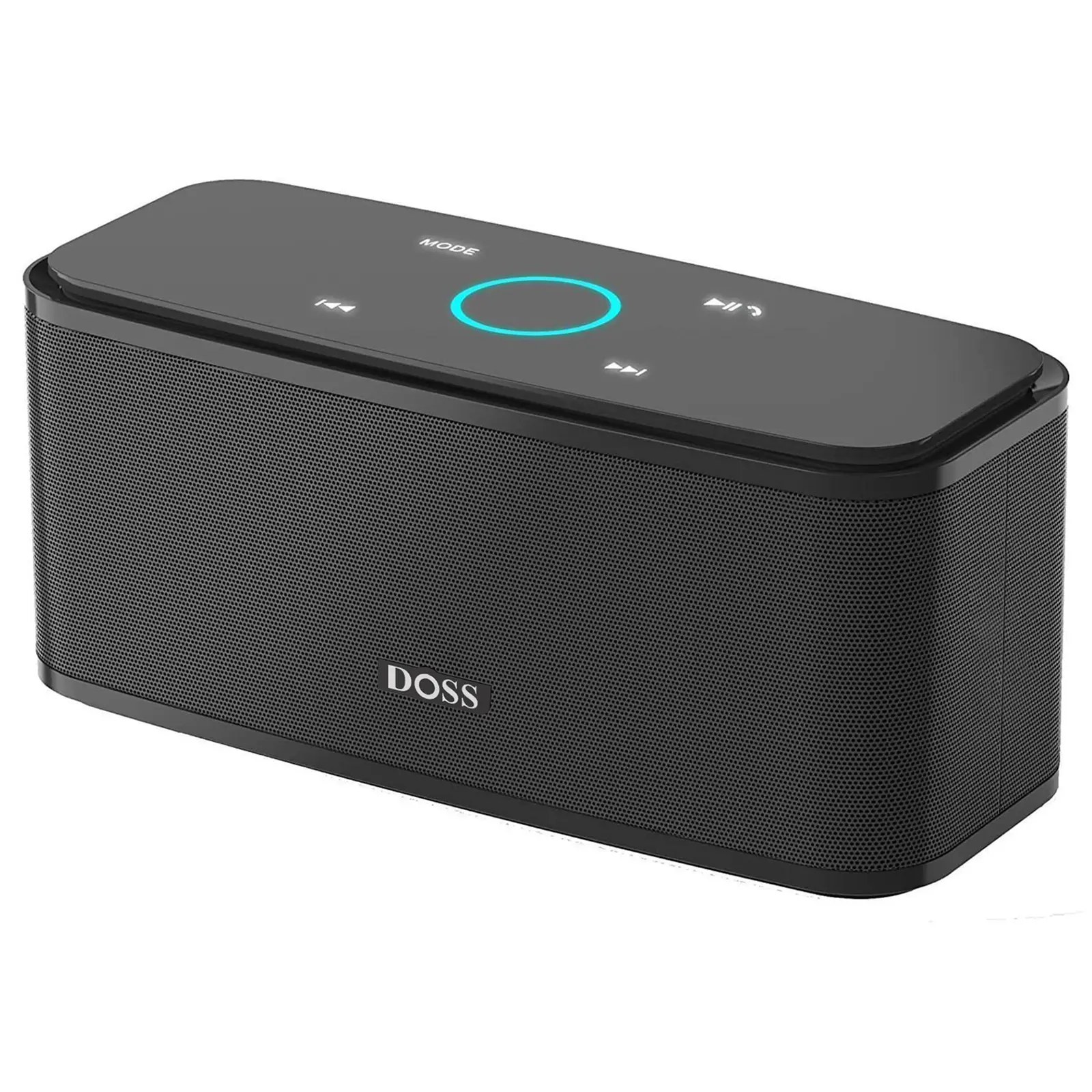 DOSS SoundBox Touch Wireless Bluetooth Speaker - 12W HD Loud Bass, IPX5 Water Resistant, 20H Playtime, Touch Control, Handsfree Stereo, Rechargeable Micro USB Type B Charging, Portable for Smart/Mobile Devices, Poolside Use, Black, Father's Day Gift, Blue