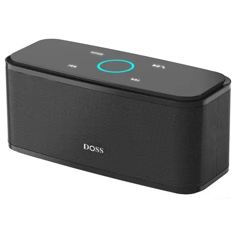 DOSS SoundBox Touch Wireless Bluetooth Speaker - 12W HD Loud Bass, IPX5 Water Resistant, 20H Playtime, Touch Control, Handsfree Stereo, Rechargeable Micro USB Type B Charging, Portable for Smart/Mobile Devices, Poolside Use, Black, Father's Day Gift, Blue