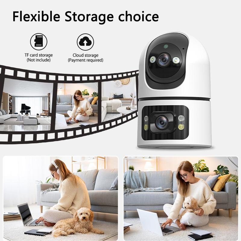 WiFi Smart Indoor Camera Dual Lens 355 ° Panoramic Home Surveillance Camera | Support Mobile Phone Remote/Voice intercom/Infrared Night Vision/Motion Detection