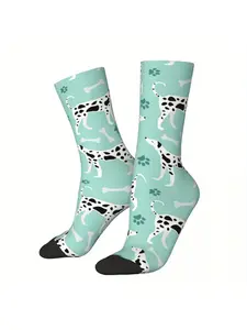 1 Pair Of Printed Cute Dalmatian Dogs Novelty Paw Socks