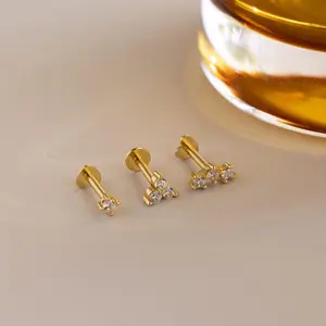 Constellation Flat Back Stud Set by Caitlyn Minimalist - Cubic Zirconia Diamond Cartilage Earrings - Celestial Jewelry - Dainty Gift for Her