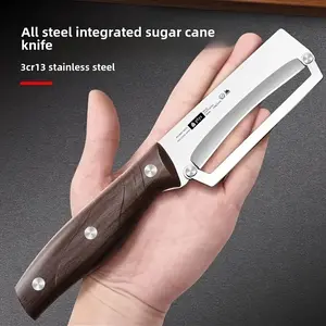 1pc Wood Handle Stainless Steel Paring Knife - Forged Blade, Ergonomic Handle |   Commercial Sugar Cane Peeler, Pineapple Cutter, Kitchen Melon Peeler, Fruit Parer |   Wooden Handle Knife