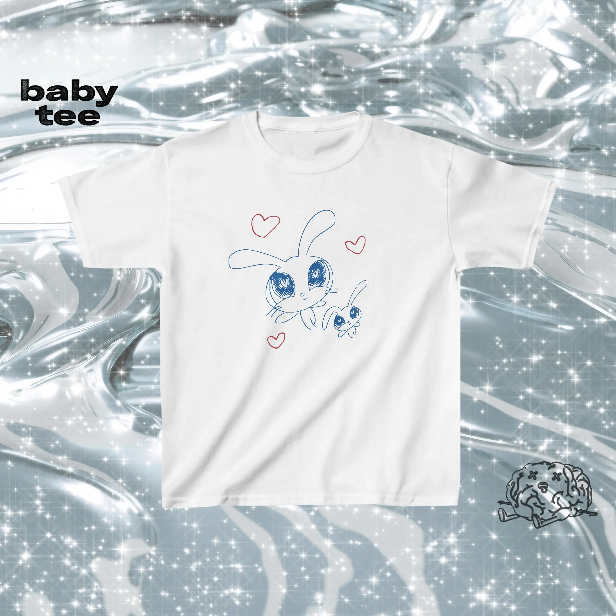 NewJeans Minji Doodle 90s Y2K Baby Tee, Bunnies Tokki Shirt, NewJeans Fan Gift, NewJeans Merch, KPOP, Minji Hanni Danielle Haerin Hyein